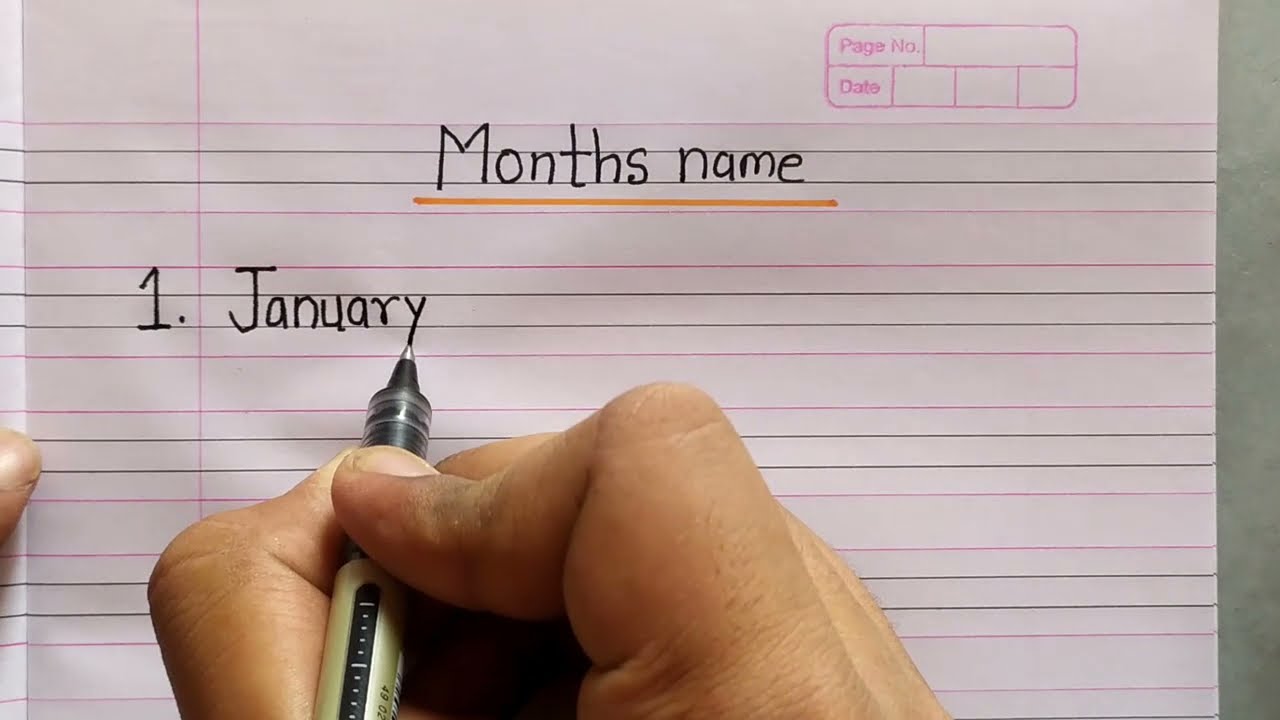 month names in English/ mahino ke naam/ January February ki spelling/ months of year 4 line notebook