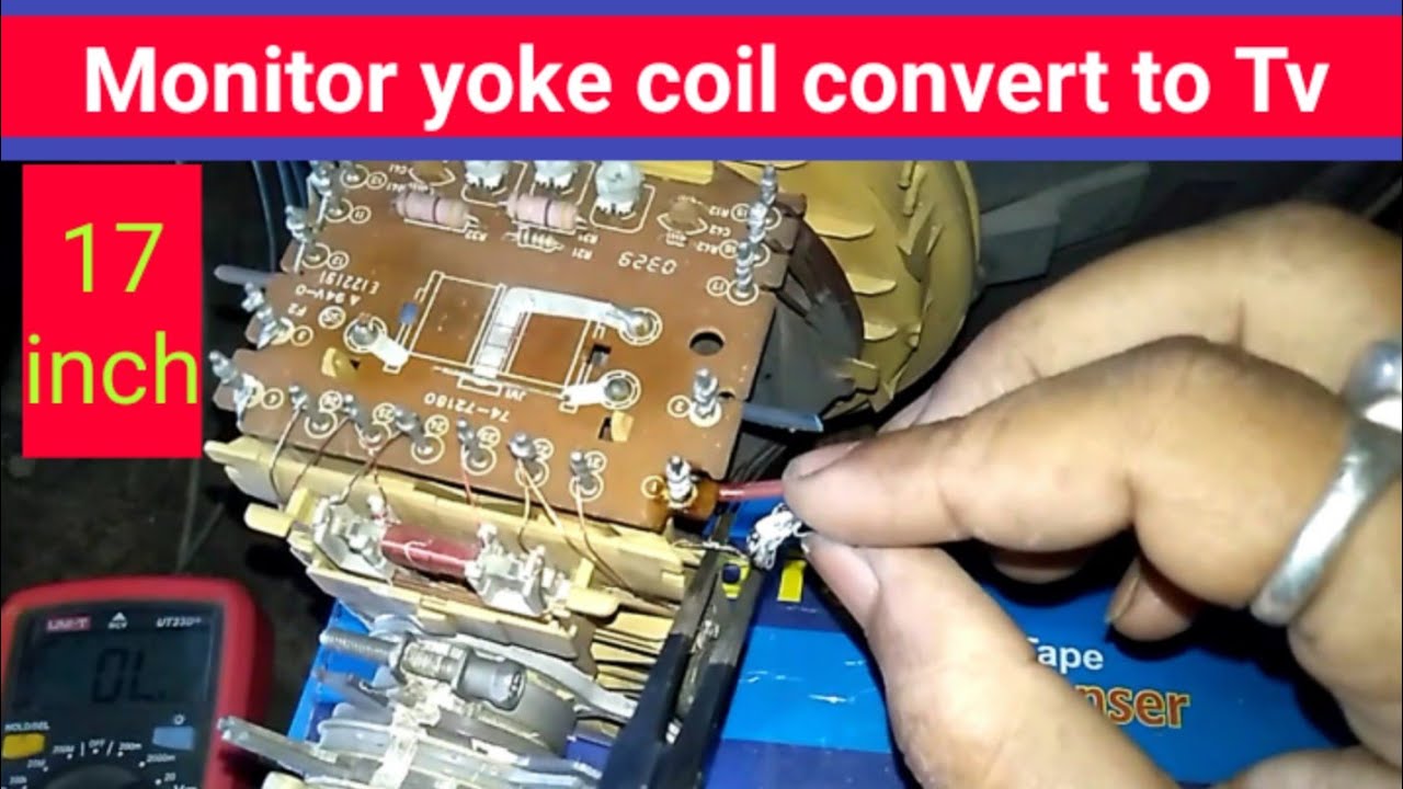 17 inch CRT Monitor Yoke coil convert to Tv #Yoke. How to convert monitor yoke coil.