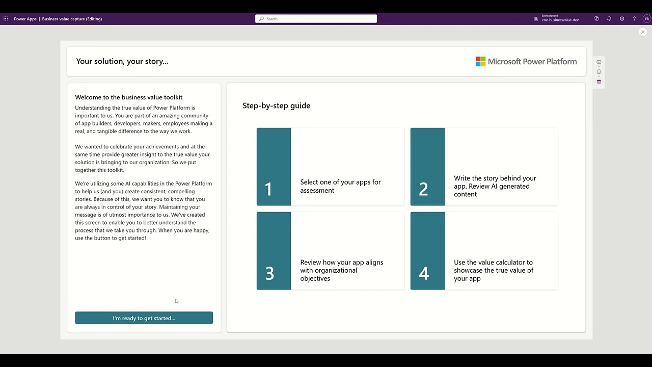 Deeper dive demo of Business Value toolkit