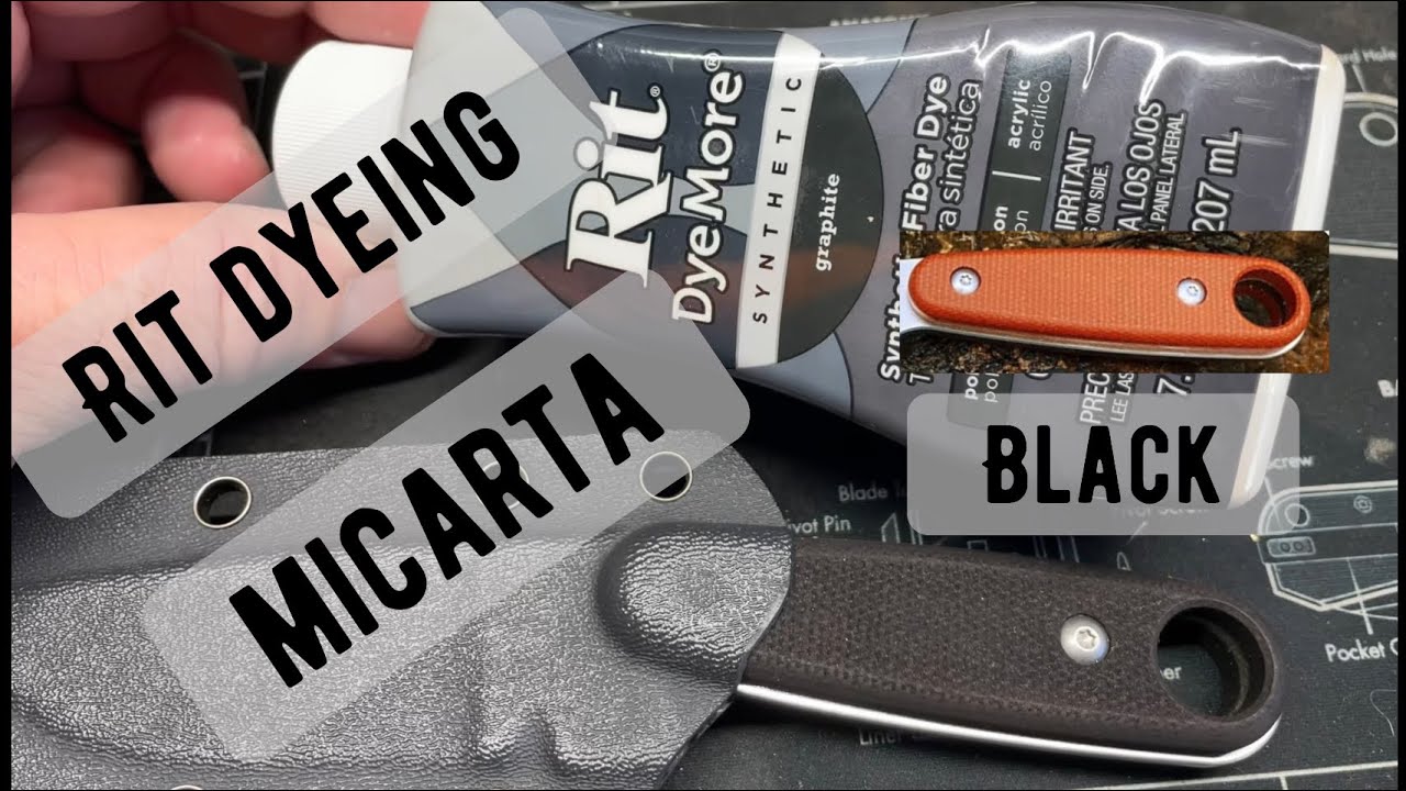 RIT dyeing a Watchman knifes orange micarta handle scales black