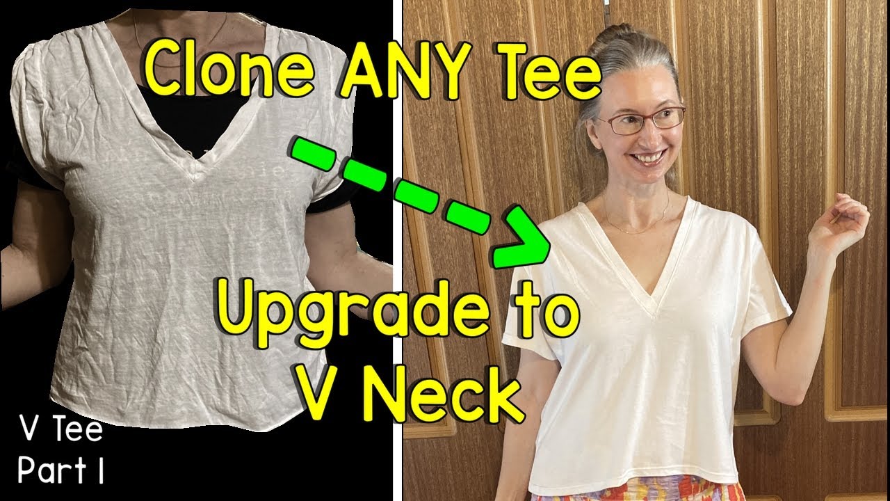 A Simple Way to Draft a V-Neck from a Basic T-Shirt