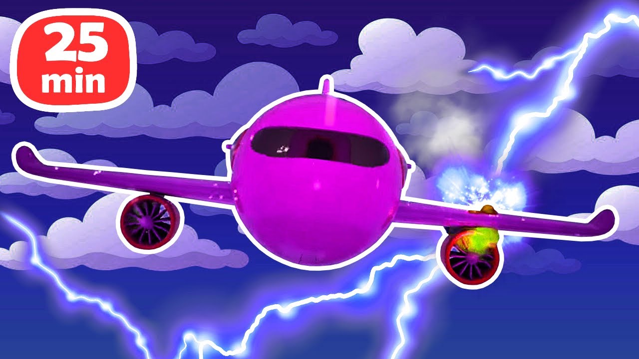 The plane caught fire during flight due to a lightning strike! The emergency vehicles ready to go.