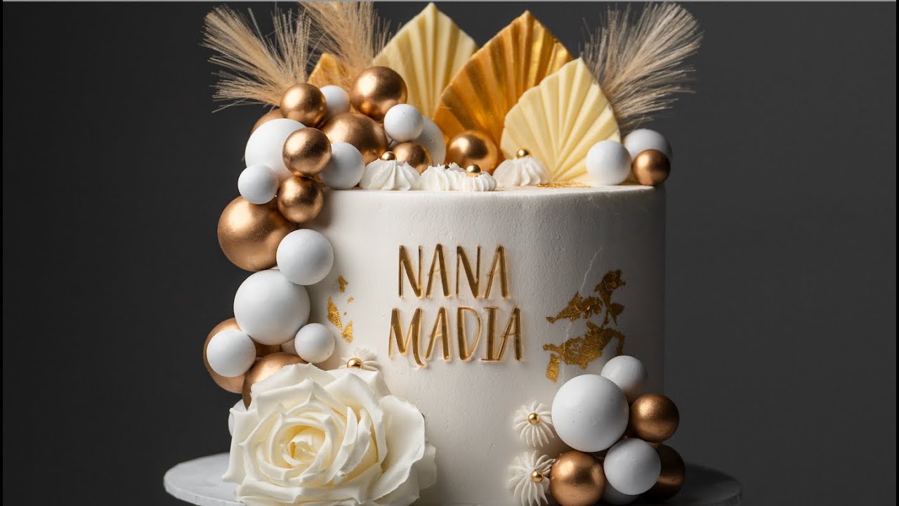 Making a Loaded Gold and White Cake