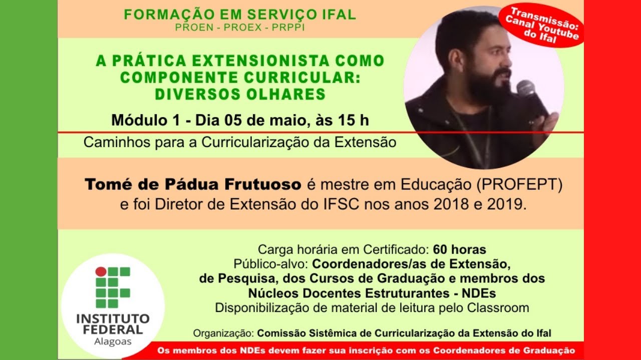 Formação em serviço sobre Curricularização da Extensão no Ifal