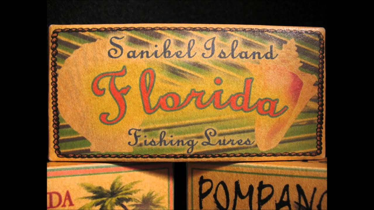 Sanibel Island, Merritt Island, Pompano Beach Florida Fishing Lure Box Beach House Decorations