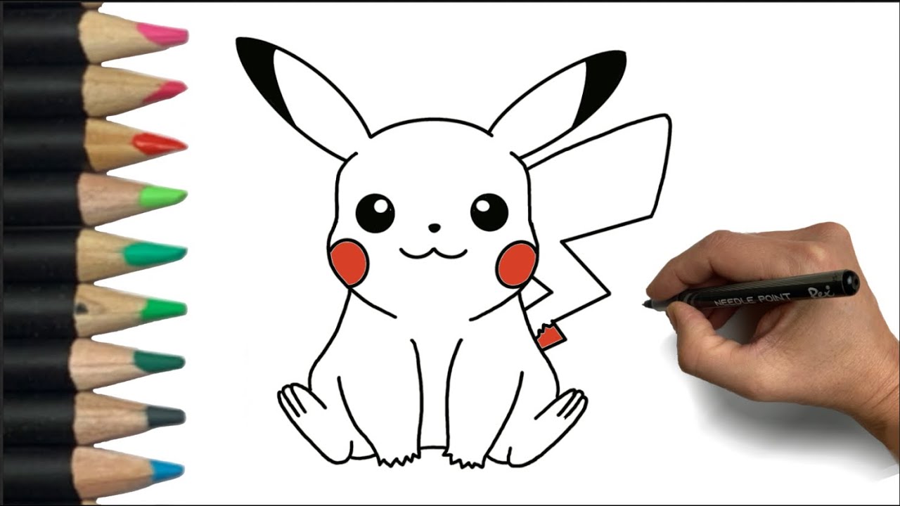 PIKACHU Zeichnen Einfach (Pokemon) Wie Zeichnet man für Anfänger und Schritt für Schritt Deutsch