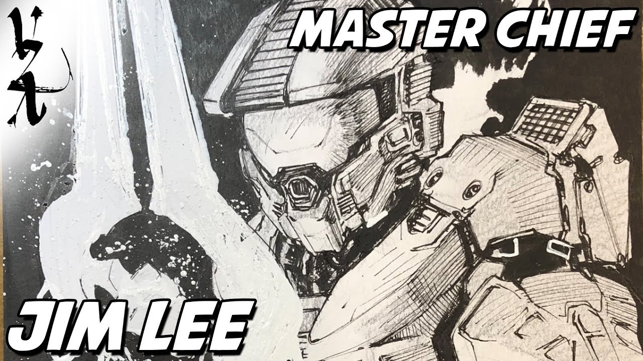 Jim Lee drawing Master Chief from Halo