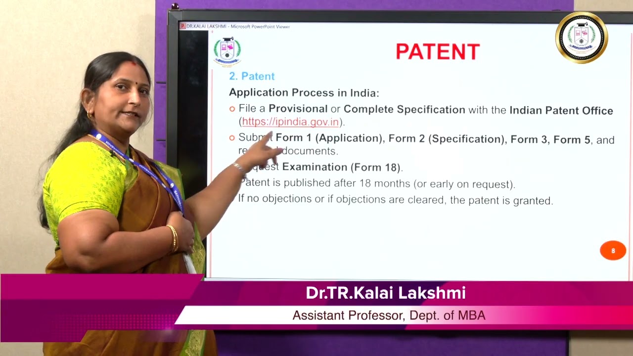 Intellectual Property Rights (IPR) - Dr TR Kalai Lakshmi