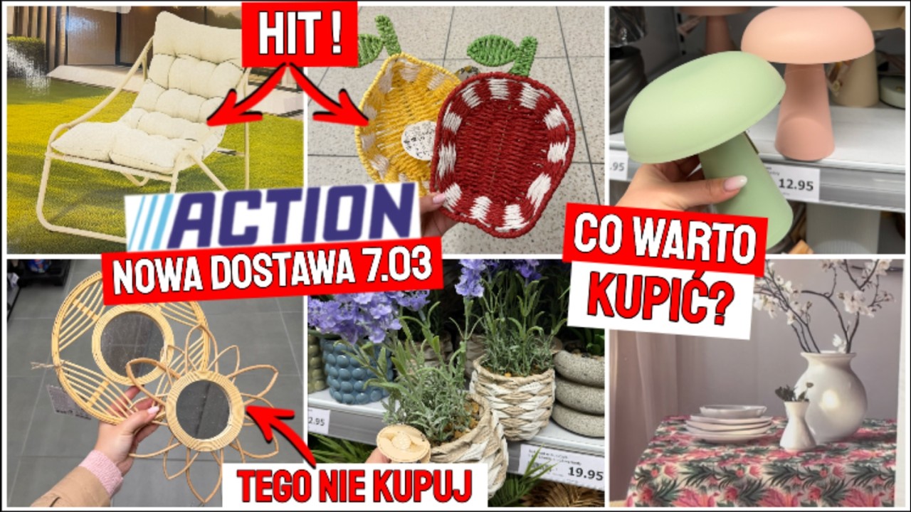 📍ACTION NOWOŚCI 7.03😍 LAMPY za 13 zł💥 TANI FOTEL OGRODOWY, OWOCOWE MISKI, LUSTRA BOHO PRZEGLĄD PÓŁEK