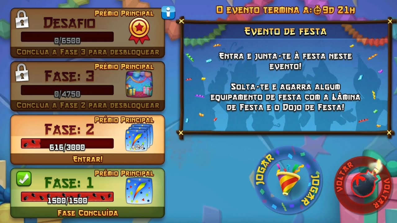 Evento de Festa Fase 2 Fruit Ninja Classic 