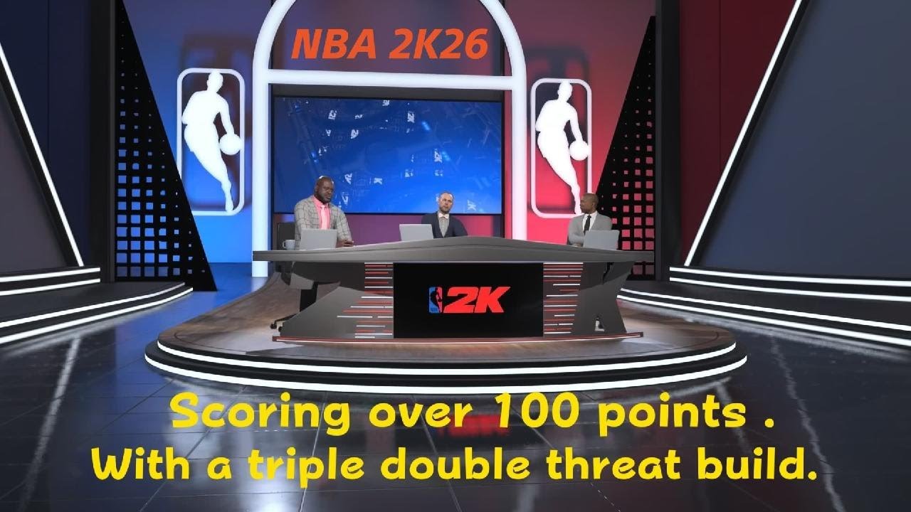 NBA 2K26  scoring over 100 points with a triple double threat.