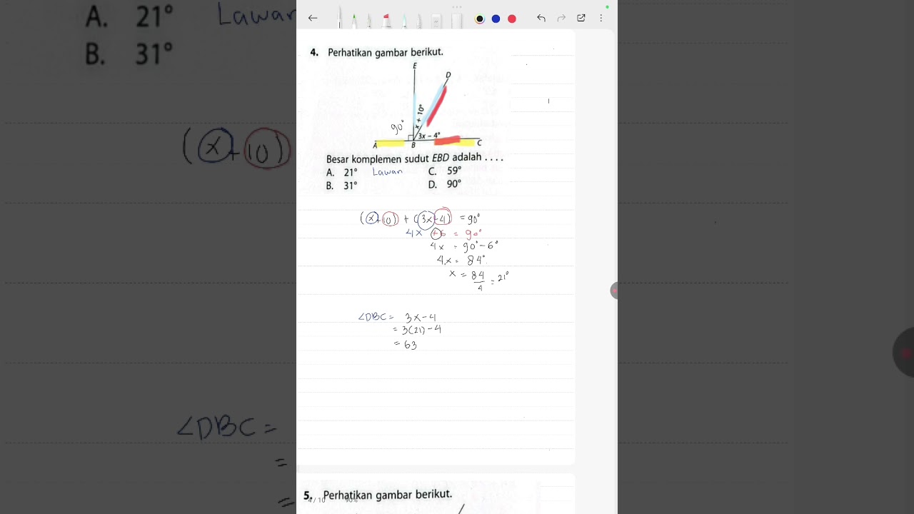 Latihan TKA SMP Materi garis dan sudut
