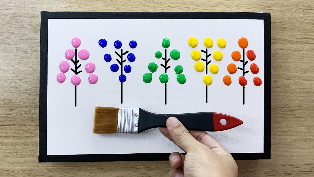 How to Paint Colorful Trees in Acrylic Paints / #acrylicpainting #wowart
