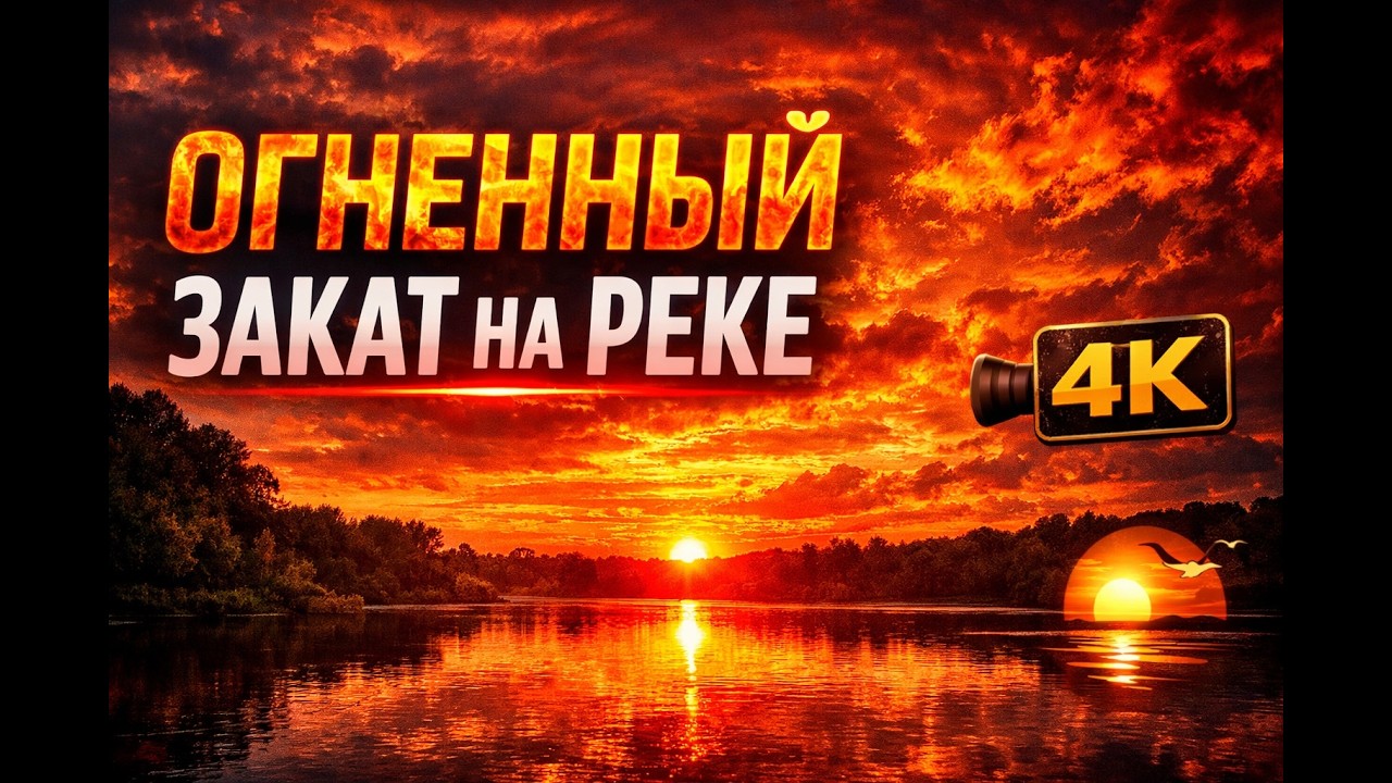 🌅 Огненный Закат на берегу Реки 🔥 Таймлапс видео 🔥авторское видео и музыка #timelapse #river #sunset