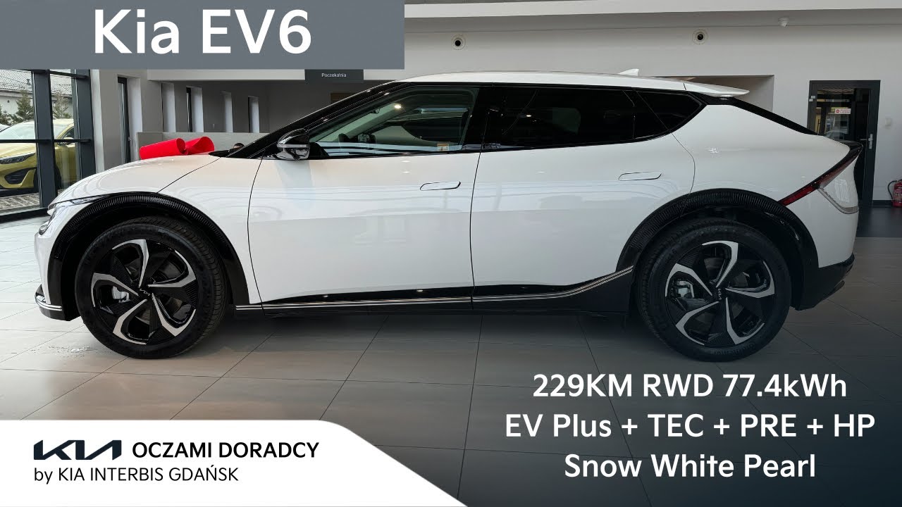 Kia EV6 [229KM RWD 77.4 kWh] wersja EV6 Plus + TEC + PRE + HP w kolorze Snow White Pearl