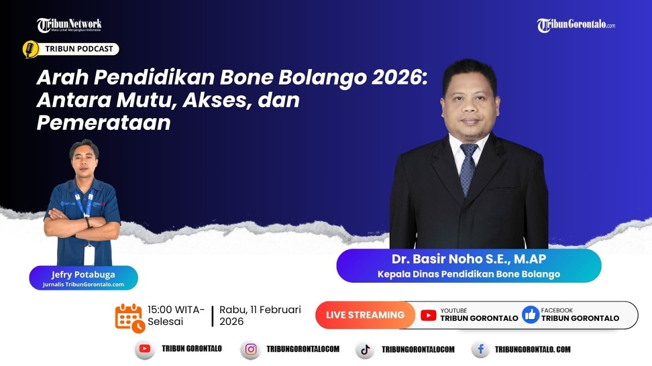 🔴 LIVE | Tribun Podcast ~ Arah Pendidikan Bone Bolango 2026: Antara Mutu, Akses & Pemerataan