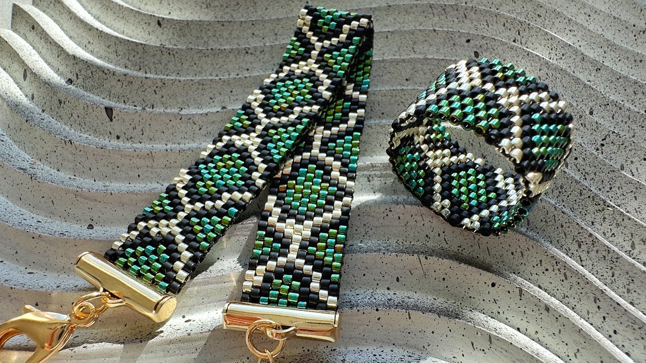 Браслет та кільце з бісеру ЗМІЇНИЙ ПРИНТ 🐍 (Майстер-клас)