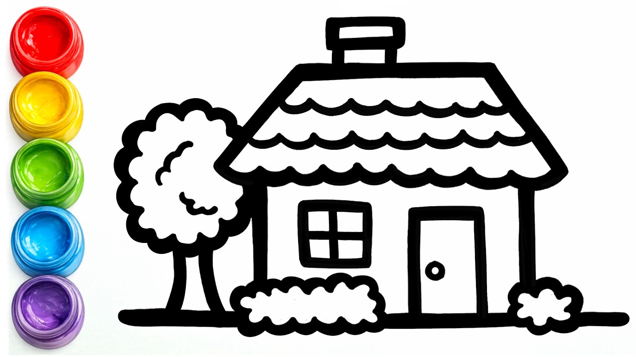 How to Draw a House for Kids | Easy Cute House Drawing & Coloring Step by Step for Toddlers