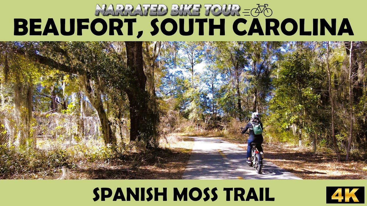 🚴‍♂️🌳 Beaufort, South Carolina - Spanish Moss Trail 🚲✨4K Bike Ride