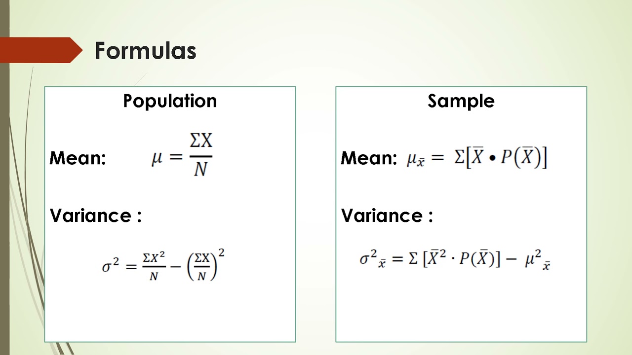 Sampling Distribution (Mean and Variance) and Central Limit Theorem