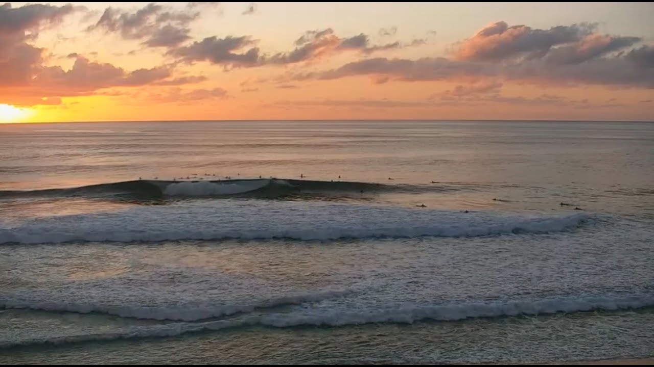 Zenset: Late Season Pipeline Surf Under Glowing Sunset, North Shore of Hawaii  (April 20th)