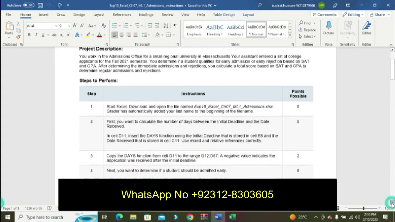 Exp19_Excel_Ch07_ML1_Admissions | Excel Chapter 7 Mid-Level 1 - Admissions Excel Chapter 7