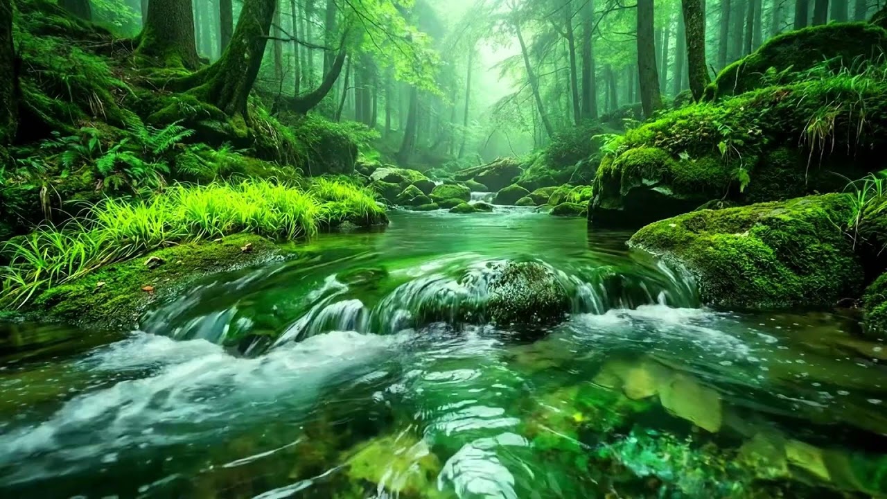 White Noise for Sleeping, Flowing Water and Birds Singing, Forest Ambience for Relaxation
