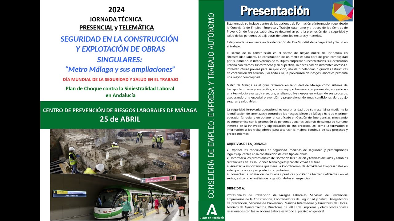 JORNADAS CPRL MÁLAGA Construcc. y Explotac. METRO MÁLAGA