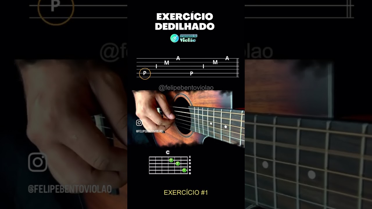 Exerc&iacute;cio de DEDILHADOS OU ARPEJOS (Exerc&iacute;cio 1) 🎸