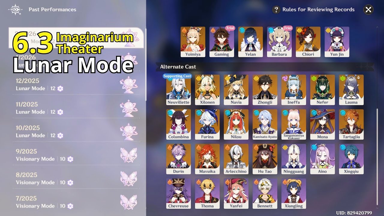 New Imaginarium Theater Act 1 - Act 12 Lunar Mode | Genshin Impact 6.3