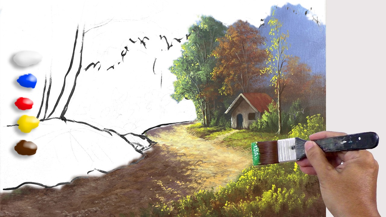 How to Paint Morning Lights on Mountain Road in Acrylics / Time-lapse / JMLisondra