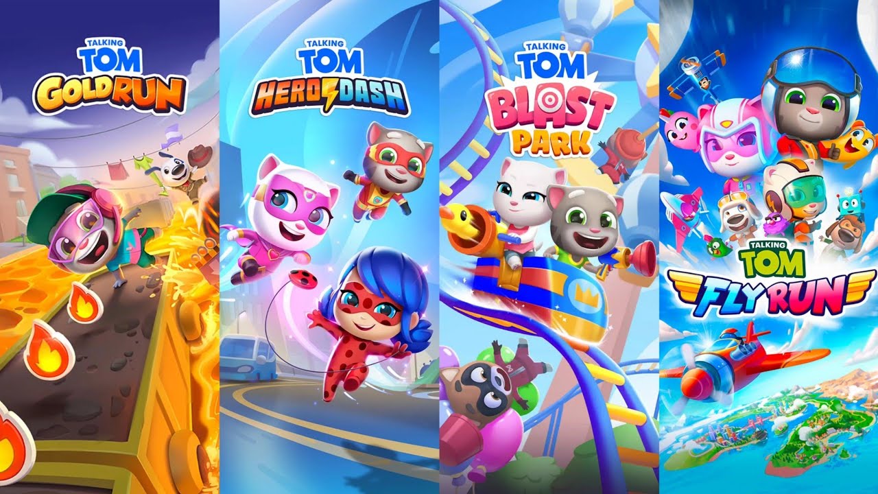 Talking Tom Gold Run Lava Escape Vs Talking Tom Hero Dash Ladybug Vs Tom Blast Park Vs Tom Fly Run