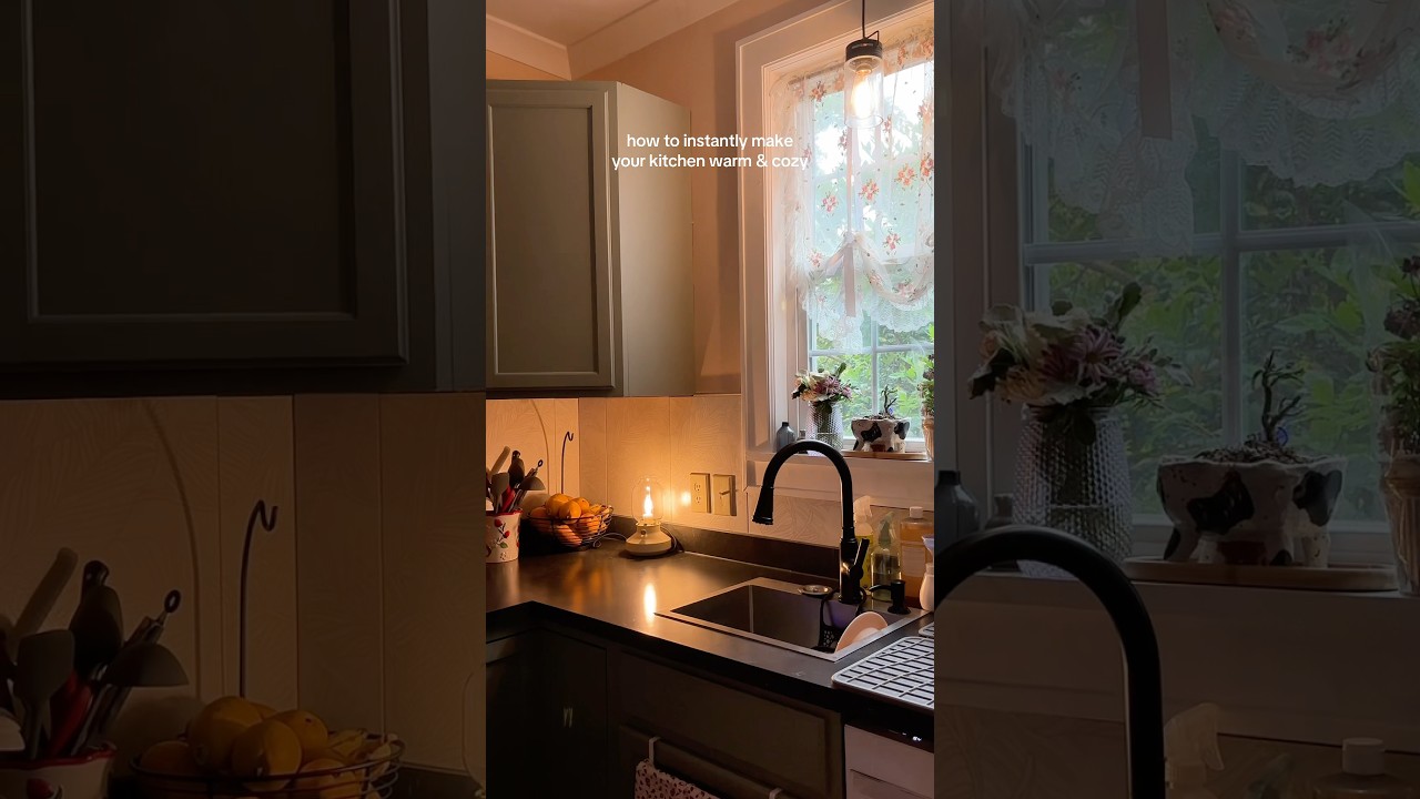 Easy way to make your kitchen cozy (mini kitchen update) #cottagecore #home #ikea #lighting #kitchen