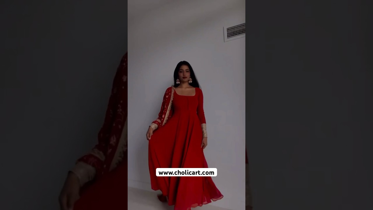 Heavenly Red Georgette Base Anarkali Suit Set Of 3 #redsuit #anarkali #salwarkameez