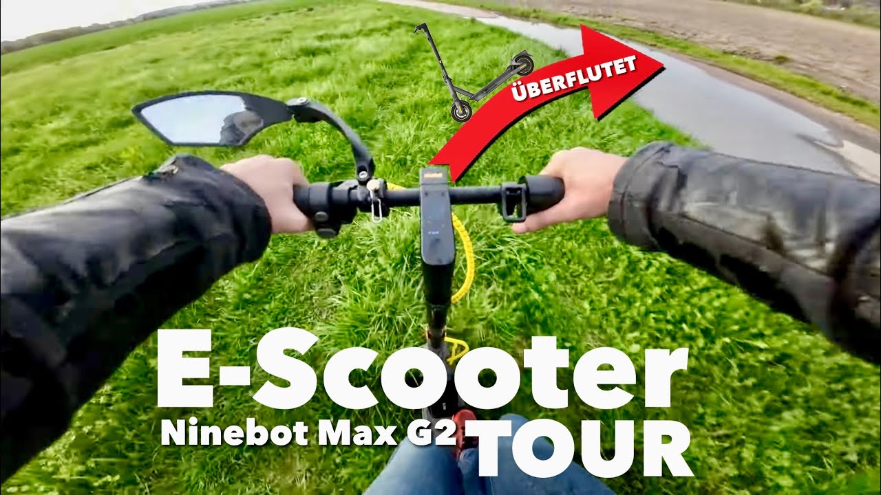 E-Scooter Frühlingstour in den Sonnenuntergang, Tiere, Überflutung... Ninebot Max G2D