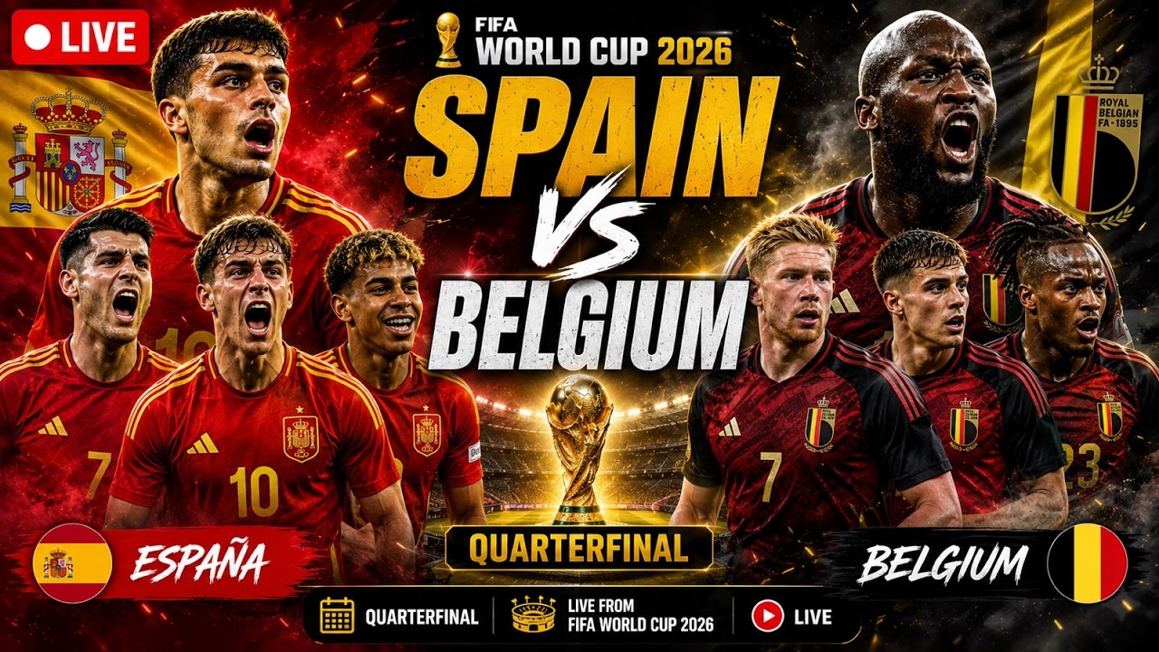 LIVE | Spain vs Belgium LIVE Watch Party | FIFA World Cup 2026 Quarterfinals | Live Reactions