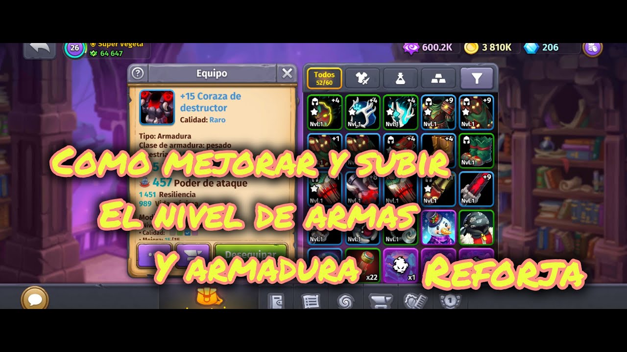 Skylore, guía de equipamiento parte 2 como Mejorar, subir el nivel y reforzar armas y armaduras.