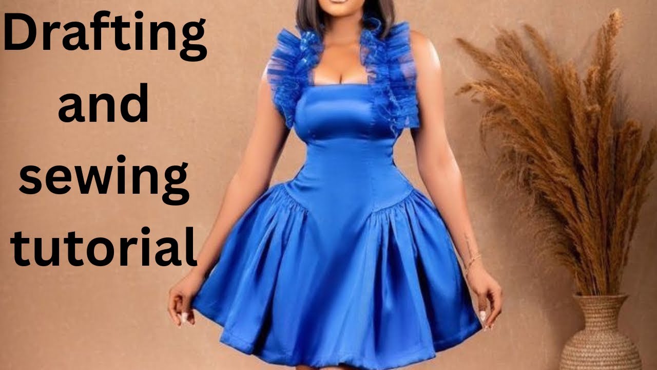 HOW TO DRAFT A TRENDY BUSTIER GOWN WITH SIDE RUFFLES @classybymavy 
