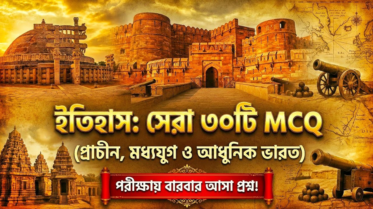 বারবার পরীক্ষায় আসা ইতিহাসের ৩০টি গুরুত্বপূর্ণ MCQ | History GK for WBSSC 2026