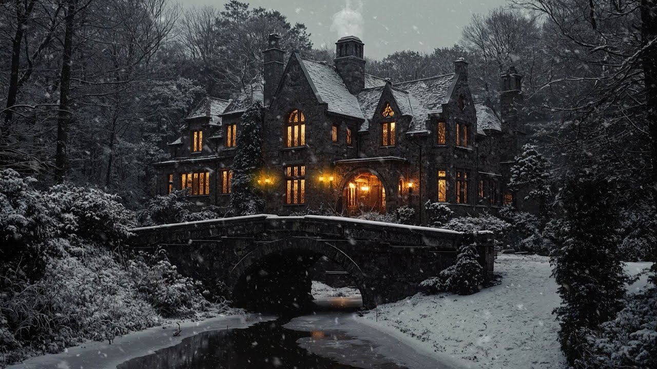 Lost in Study ❄️ A Snow-Covered Gothic Library | Dark Academia Piano & Winter Silence