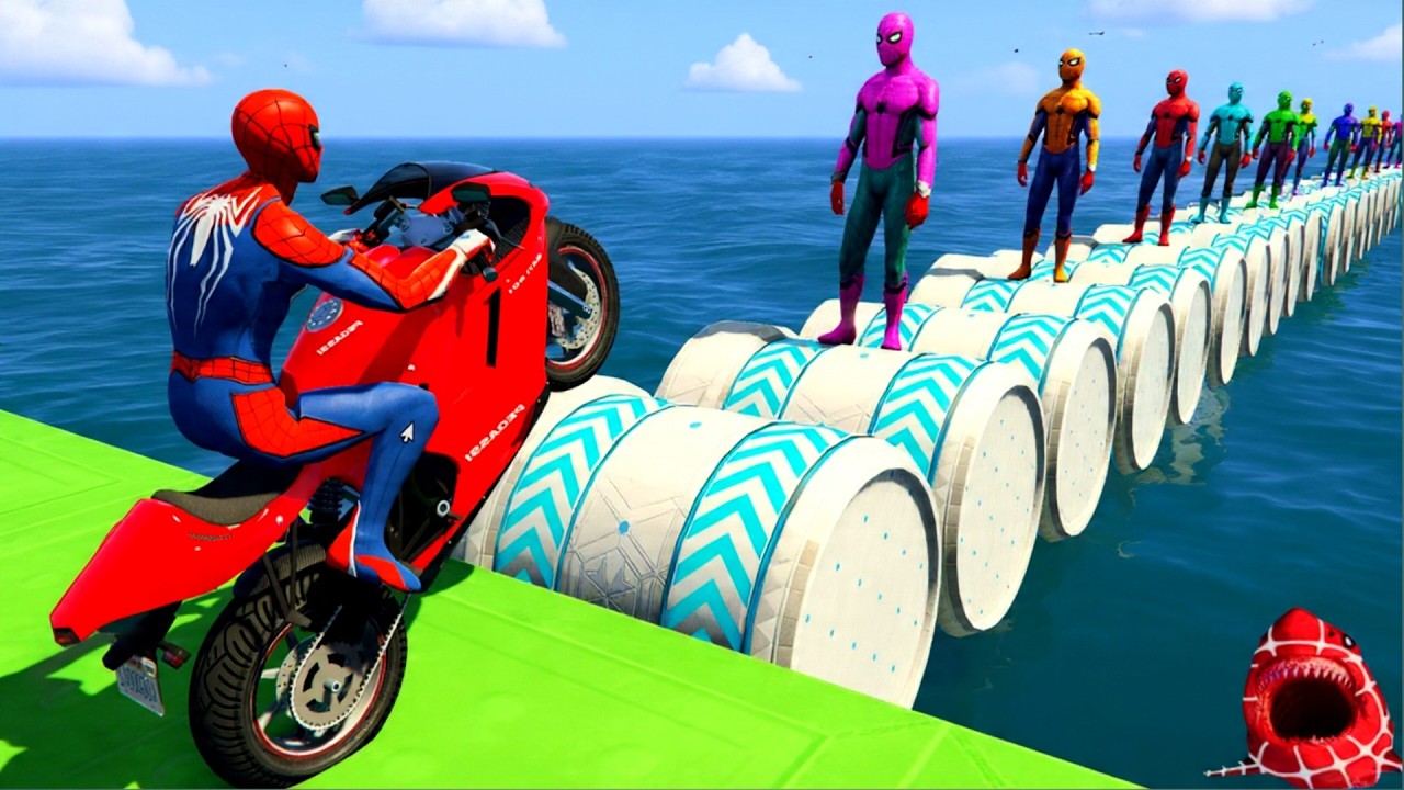 SPIDER MAN against TUNG TUNG TUNG SAHUR on Motorcycle in RAINBOW SPIDERS BRIDGE GTA MULTIVERSE