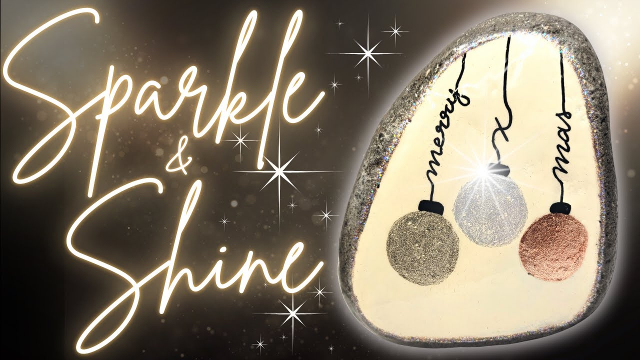 SPARKLY Christmas Bulbs Rock Painting! ✨