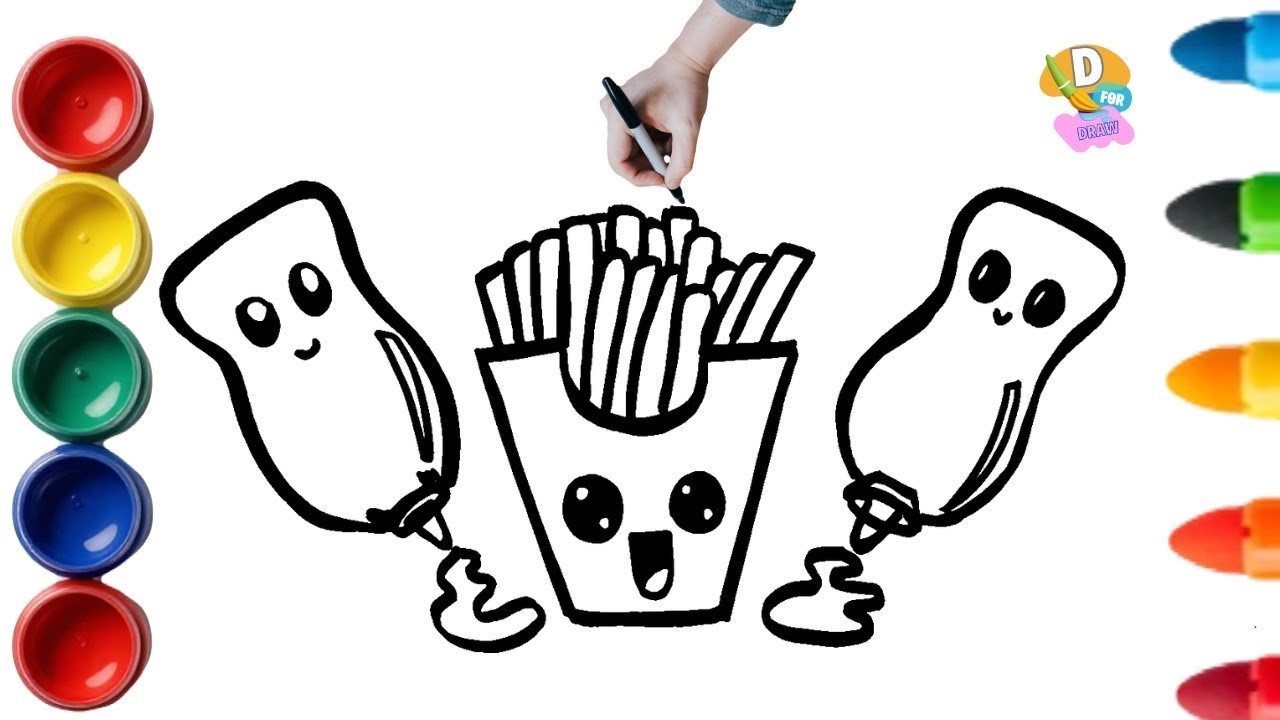 Cute French Fries Drawing 🍟 | Ketchup or Mayo? | Easy Drawing for Kids