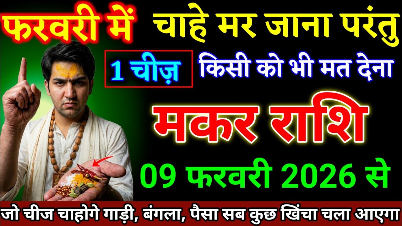 मकर राशि वालों 02 फरवरी 2026 से 1 चीज किसी को भी मत देना जो चाहोगे वह मिलेगा। Makar Rashi