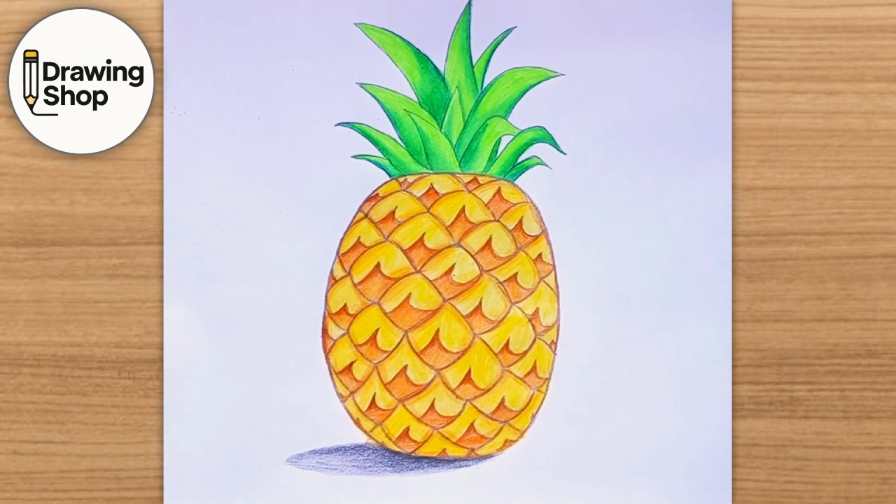 How to Draw a Pineapple - step by step | Easy Drawing
