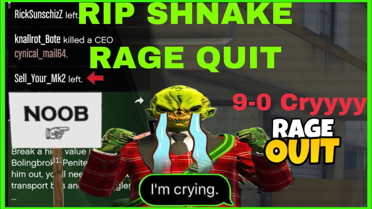 Rage Baiting Wannabe Cryhard @SHNAKE_GTA  | Gets Rekd & Rage Quits | Exposing his lies about Score