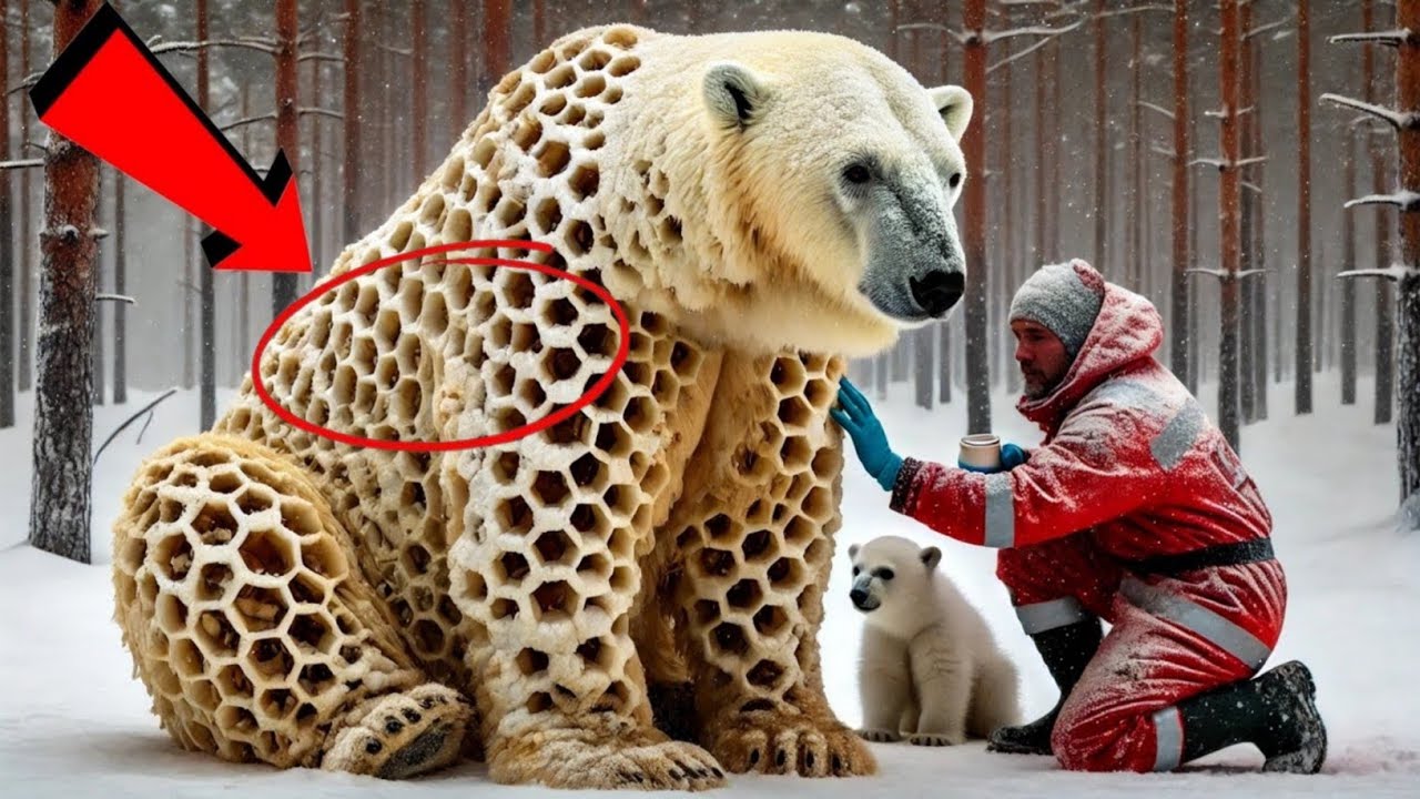 The Story of a Mother Polar Bear: Battling Honeycomb-Like Wounds and Her Cub's Brave Quest for Help