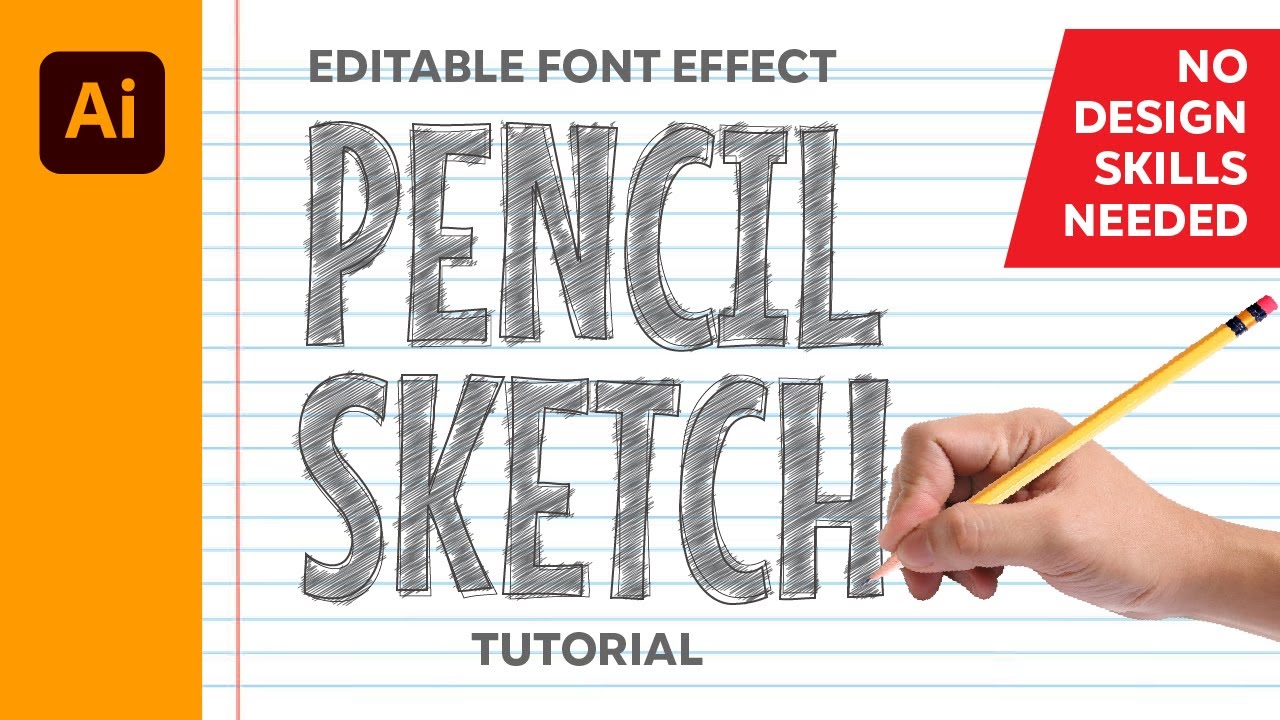 How to create editable text effect in adobe illustrator | Pencil sketch effect