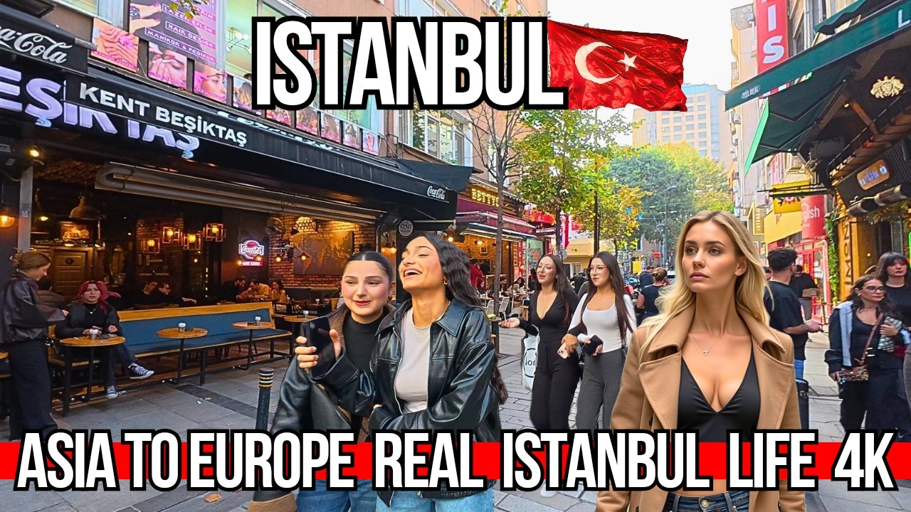 🇹🇷 Real Crossing Continents | Istanbul 4K Walk: Uskudar to Besiktas | Markets, Bars, Food, Bosphorus