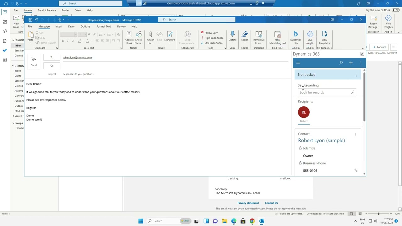 Sending and tracking email in Microsoft Dynamics 365